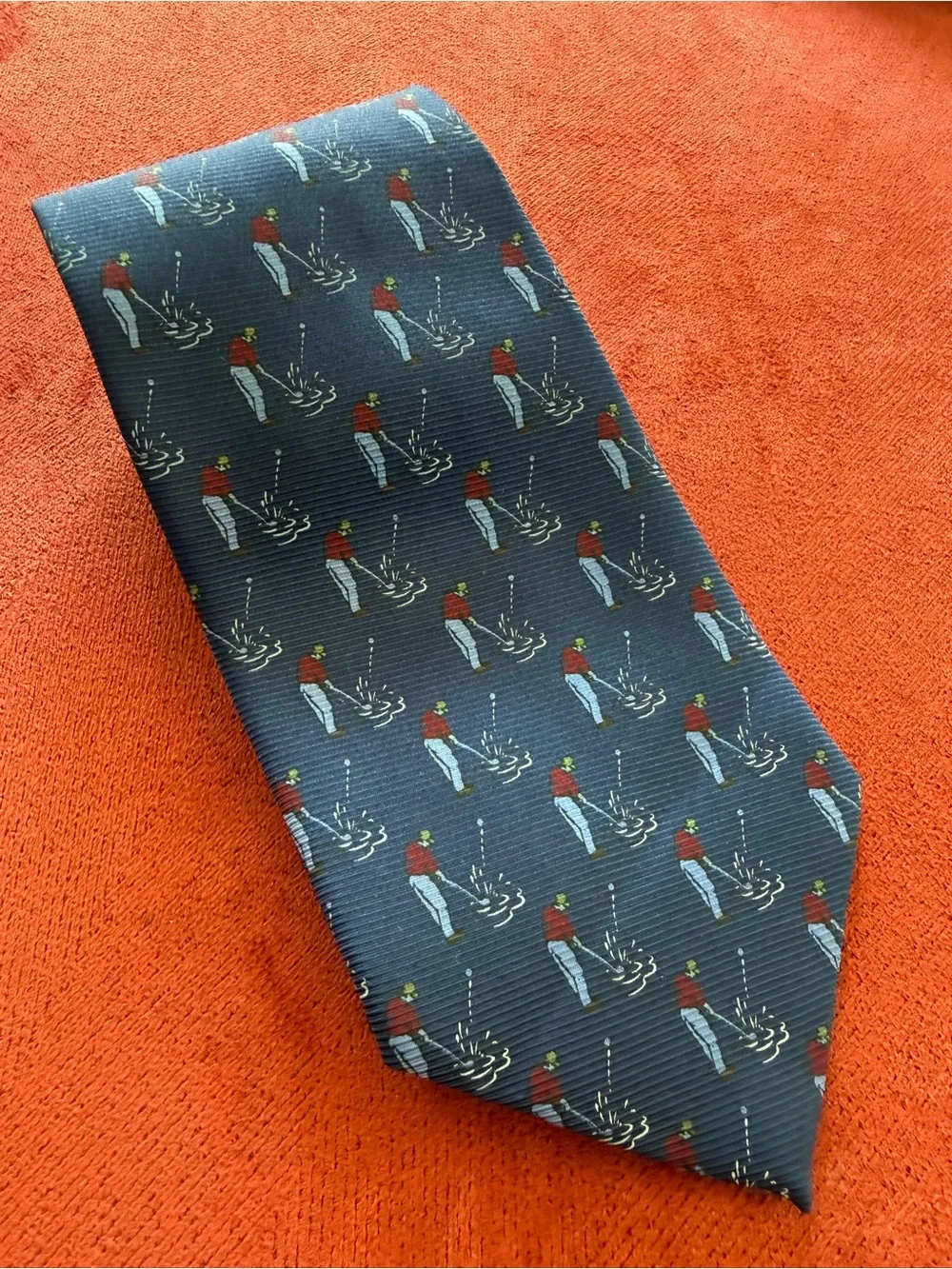 Lauren Ralph Lauren Golf Necktie 100% Silk Navy Golfer Water Hazard Novelty